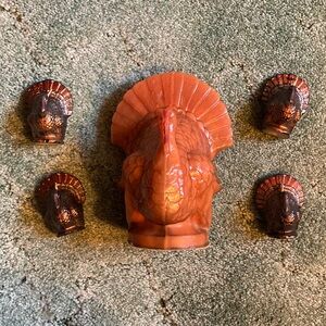 Orange and Brown Turkey Candle Set